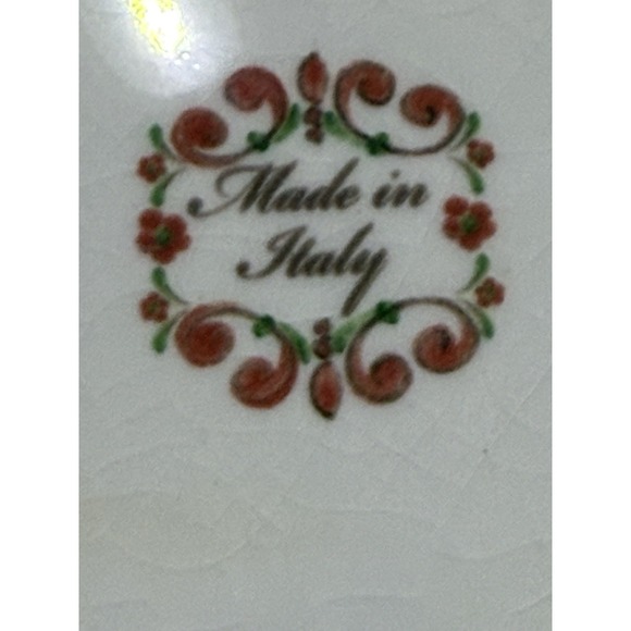 Vintage Hand Painted Soup Tureen with Lid Red Green Scroll Floral Made In Italy - Picture 8 of 9